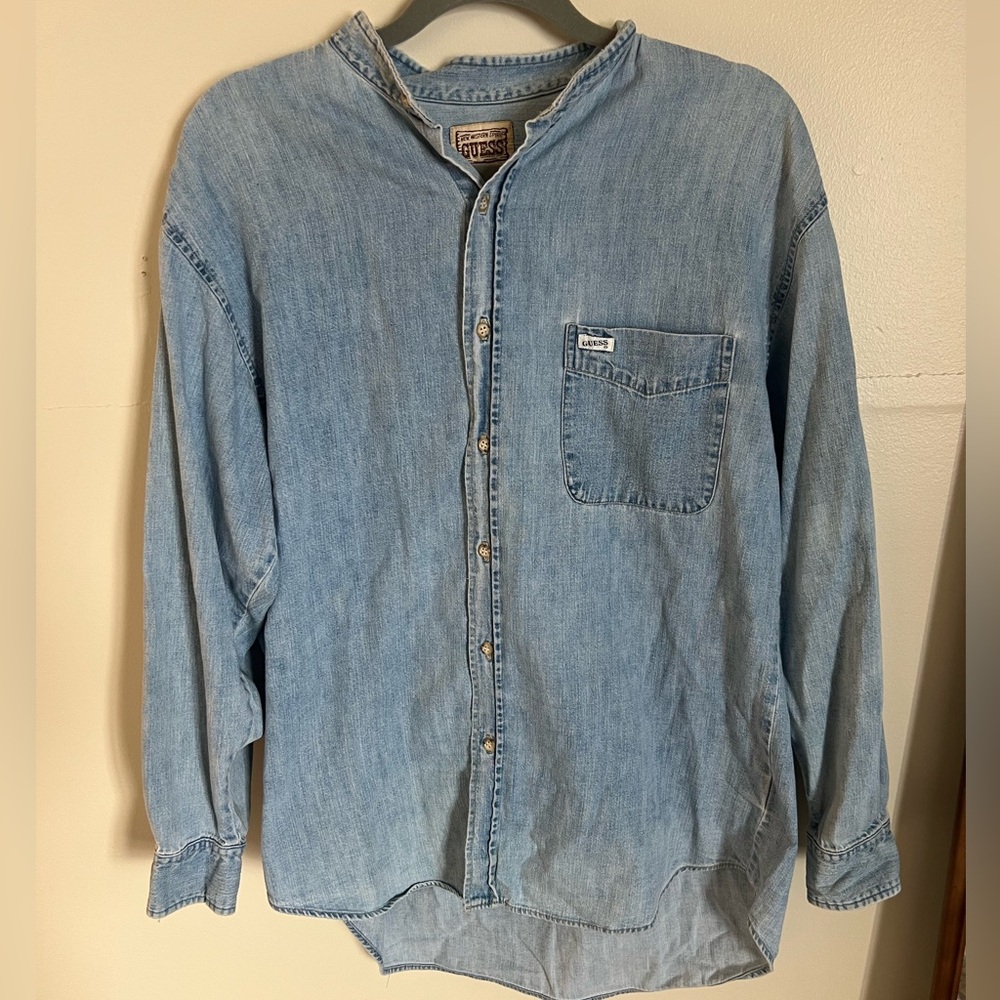 Guess New Wester Spirit Denim Button Down Size Small